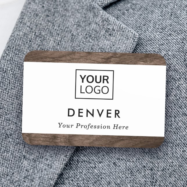 Add logo first name and title brown wood borders tag (Add logo first name and title brown wood borders tag)
