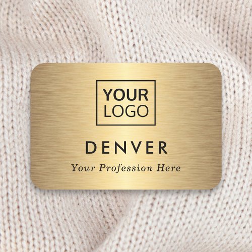 Add logo first name and title golden gradient name tag