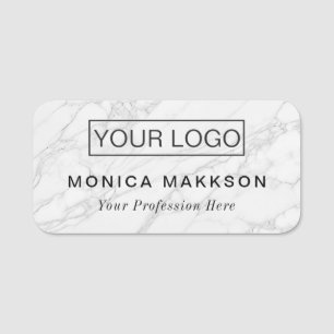 Add logo first name and title marbled name tag