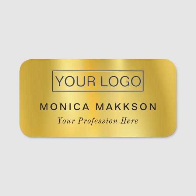 Add logo first name Gold name tag (Front)