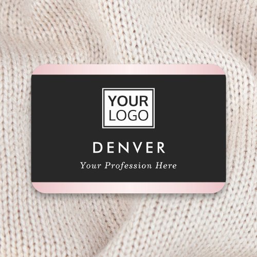 Add logo first name title pink gradient borders name tag