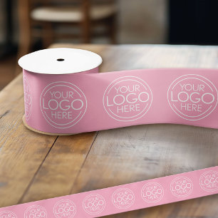 Add Logo for Business Branding Pink Satin Ribbon