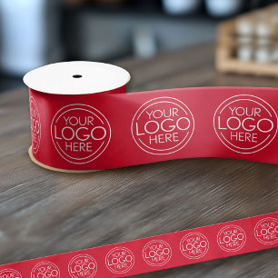 Add Logo for Business Branding Red Satin Ribbon