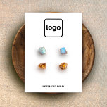 Add Logo Four Hole  Earring  Display at Zazzle