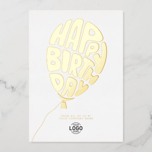 Add Logo Fun Lettering Balloon Business Birthday Foil Invitation