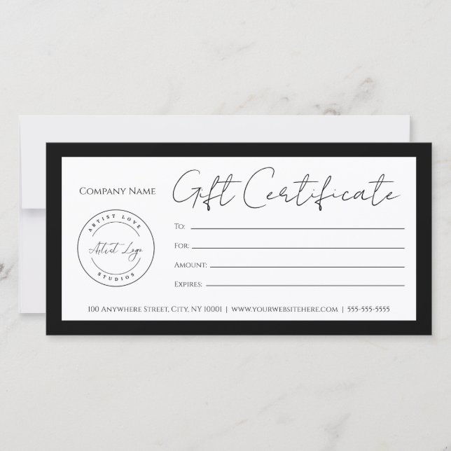 Add Logo Gift Certificate Template Customizable  (Front)