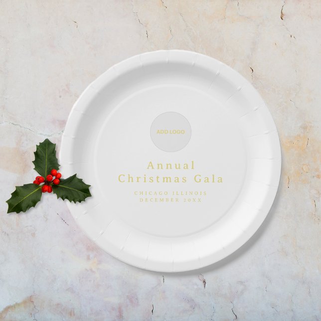Add Logo Gold and White Paper Plate (Add Logo Gold and White Paper Plate)