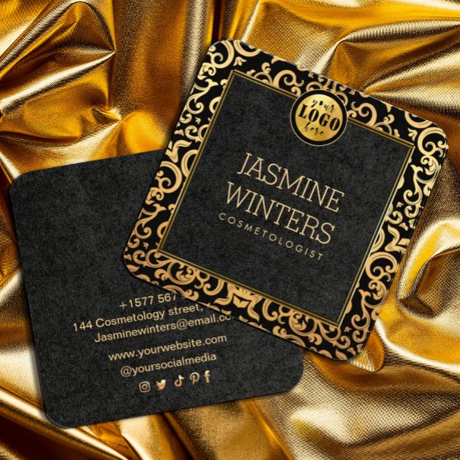 Add Logo Gold Luxury Frame Business Card (Creator Uploaded)