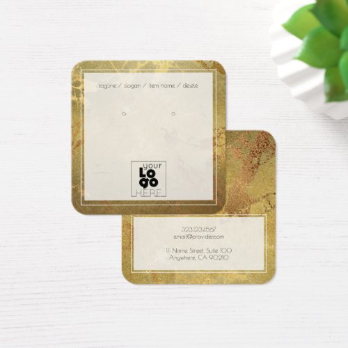 Add Logo Gold Metallic Marble Earring Display Card