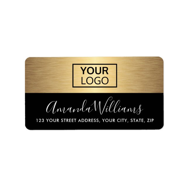 Add logo golden gradient feminine return address label (Front)