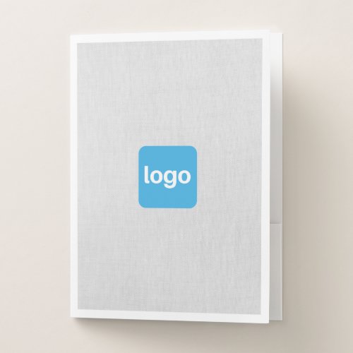 Add Logo Gray Faux Linen Pocket Folder
