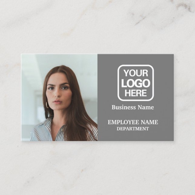 Add Logo Gray Modern Professional Photo Business Card (Front)