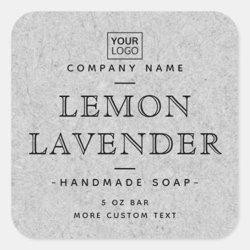 Add logo gray paper texture square product labels