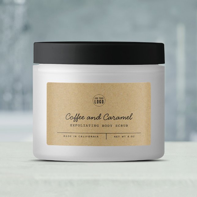 Add Logo Gray Script Lines Kraft Product Label (Creator Uploaded)