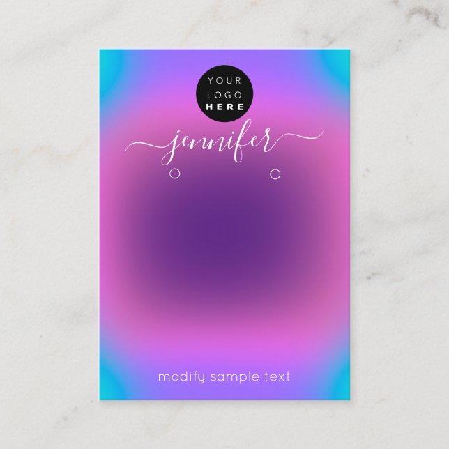 Add Logo Handmade Jewelry Card Purple  Pink (Front)