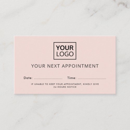 Add logo light blush pink modern appointment cards