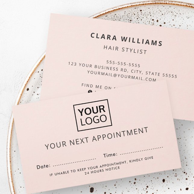 Add logo light blush pink modern appointment cards (Add logo light blush pink modern appointment cards)