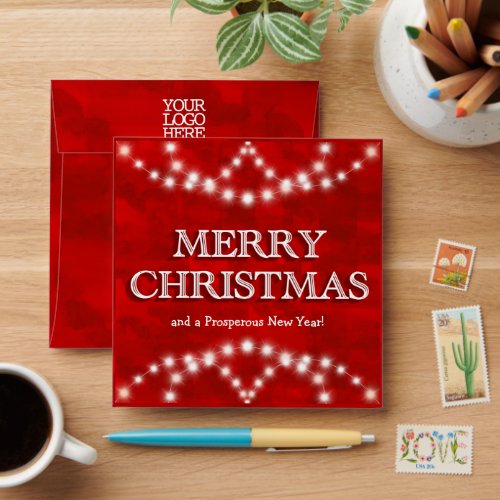 Add Logo Merry Christmas Lights Employee Gift Card Envelope