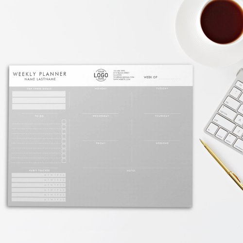 Add Logo Minimalist Grey Undated Week Planner Notepad