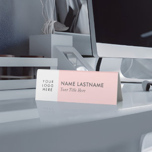 Add Logo Minimalist Simple Blush Pink Grey Table Tent