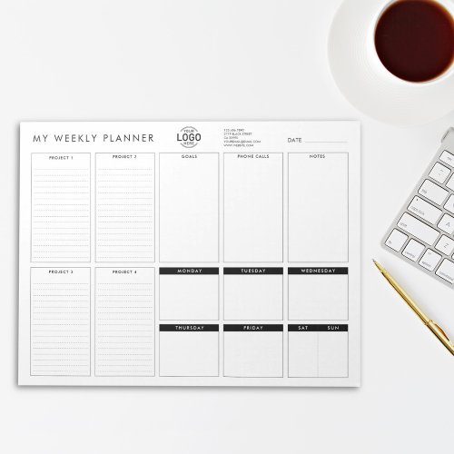 Add Logo Minimalist Simple Undated Weekly Planner Notepad