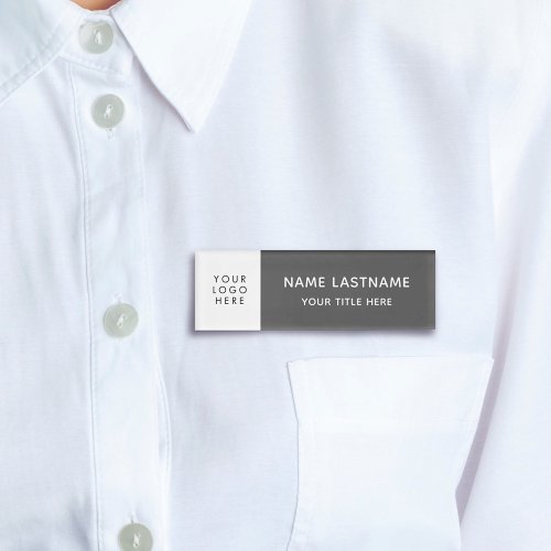 Add Logo Modern Grey Minimalist Magnet Title Name Tag