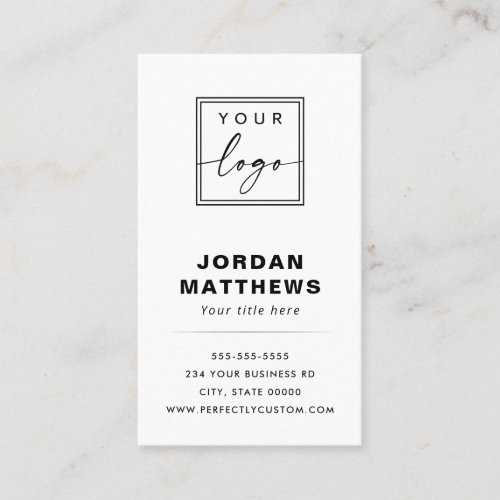 Add logo modern minimal white or any color business card