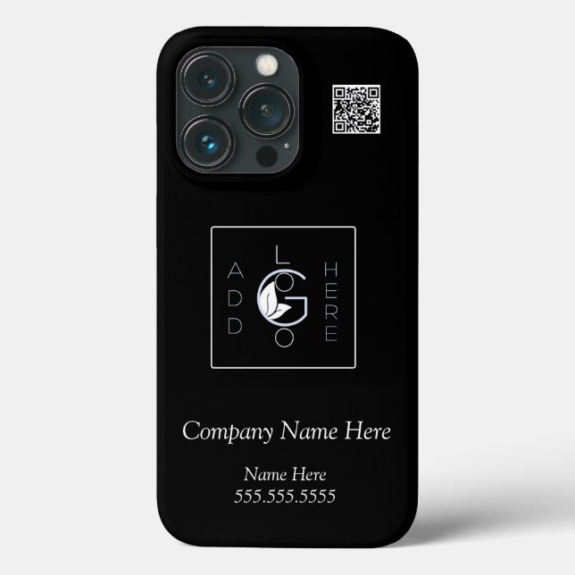 Add logo Modern Minimalist White script QR code Case-Mate iPhone Case (Back)