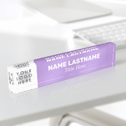 Add Logo Modern Name Title Simple Lilac Business Desk Name Plate