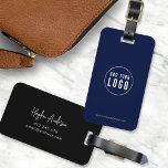 Add Logo Modern Script Business Custom Colors Luggage Tag<br><div class="desc">Add Logo Modern Script Business Custom Colors Luggage Tag that's perfect for you and your employees when traveling for work. Background color on the front and back is editable, click "Edit" to change the color Personalize it by replacing the placeholder text and the placeholder image with your own logo. For...</div>