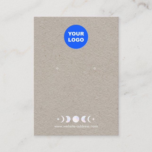 Add Logo Moon Phase Kraft  Earring Display  Busine Business Card (Front)