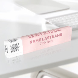 Add Logo Name Title Simple Bold Blush Pink Modern Desk Name Plate