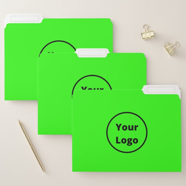 Add logo neon green file folder (Set)