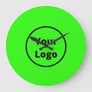 Add logo neon green large clock