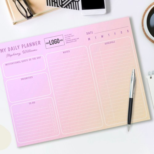 Add Logo Pastel Personalized Undated Daily Planner Notepad
