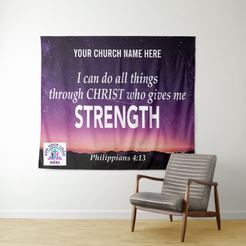 ADD LOGO Phil 413 I CAN DO ALL THINGS Church Tapestry