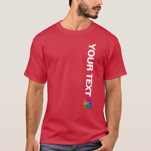 Add Logo Photo Image Template Mens Christmas Red T_Shirt
