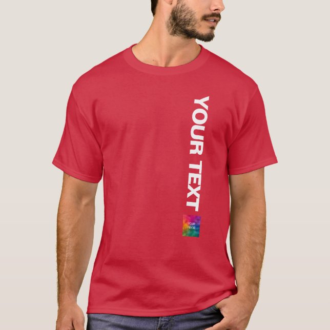 Add Logo Photo Image Template Mens Christmas Red T-Shirt (Front)