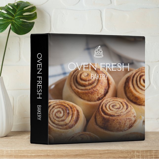 Add Logo & Photo Modern Minimalist Bakery 3 Ring B Binder (Creator Uploaded)