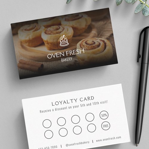 Add Logo  Photo Modern Minimalist Bakery Loyalty Card