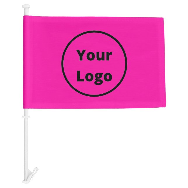 Add logo plain pink car flag (Front)