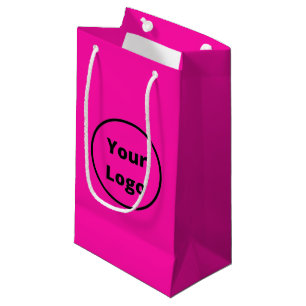 Add logo plain pink small gift bag