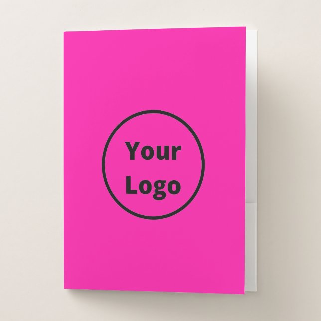 Add logo plain solid pink pocket folder (Front)