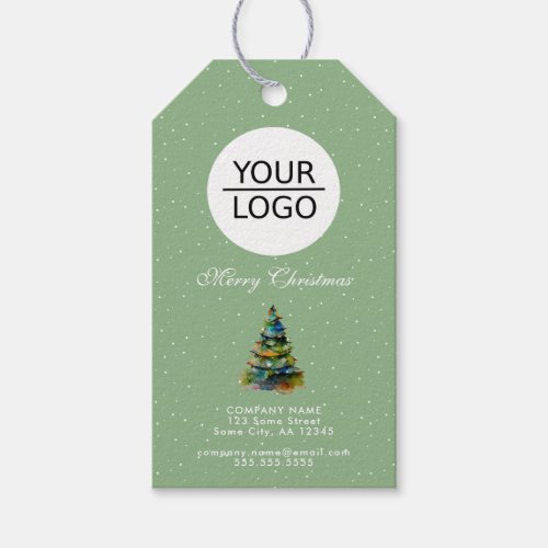 Add Logo Promotion Christmas Tree Green Gift Tags