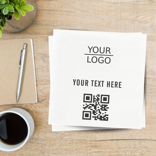 Add Logo QR Code Custom Text Company Promotion Napkins (Creator Uploaded)