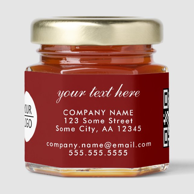 Add Logo QR Code Custom Text Promotion Honey Jar Favors (Front)