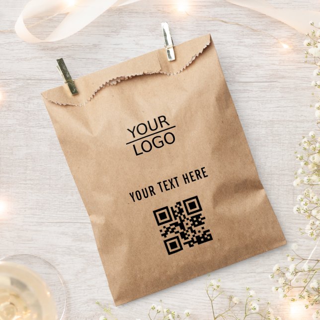 Add Logo QR Code Custom Text Promotion Kraft  Favor Bag (Clipped)