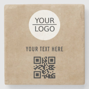 Add Logo QR Code Custom Text Promotion Stone Coaster