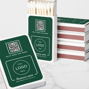 Add logo qr code dark green bar restaurant  matchboxes