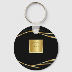 Add logo QR Code Gold and Black corporate event  Keychain